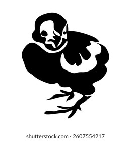 Black silhouette of the chick. Cute little chicken. vector illustration