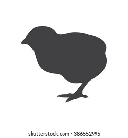 Black Silhouette Of A Chick. Isolated On A White. Vector Illustration.