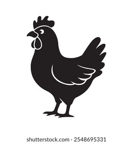 A black silhouette of a chicken icon