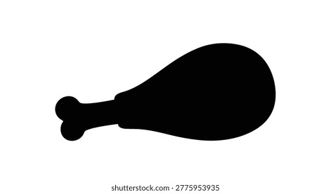 A black silhouette of a chicken leg is shown against a white background. The image features a clean, minimalist silhouette
