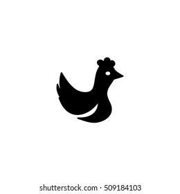 Black silhouette chicken on white background, vector abstract emblem