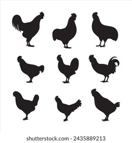 A black silhouette chicken set