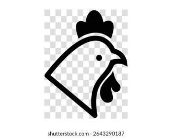 Black silhouette of a chicken standing on grass simple elegant hen icon vector illustration for farm and agriculture projects.Chicken Icon Flat Graphic Design.