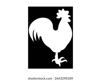 Black silhouette of a chicken standing on grass simple elegant hen icon vector illustration for farm and agriculture projects.Chicken Icon Flat Graphic Design.