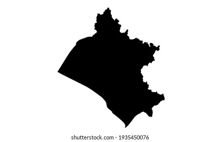 Black silhouette of Chiclayo city map in western Peru on white background