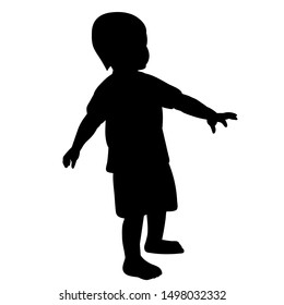 Black Silhouette Child Boy Stock Vector (Royalty Free) 1498032332 ...