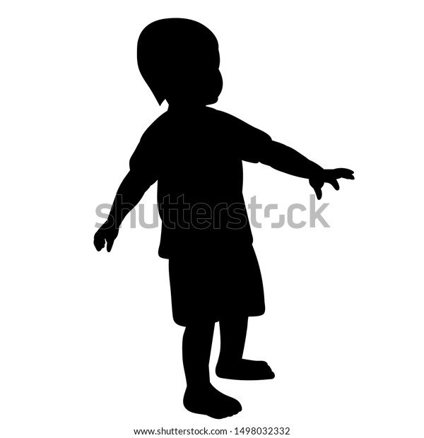 Black Silhouette Child Boy Stock Vector (Royalty Free) 1498032332 ...