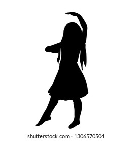 black silhouette of a child dancing