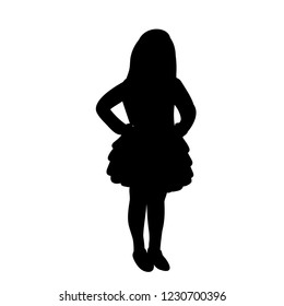 black silhouette of a child in a dress, alone