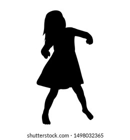 black silhouette of a child, girl dancing