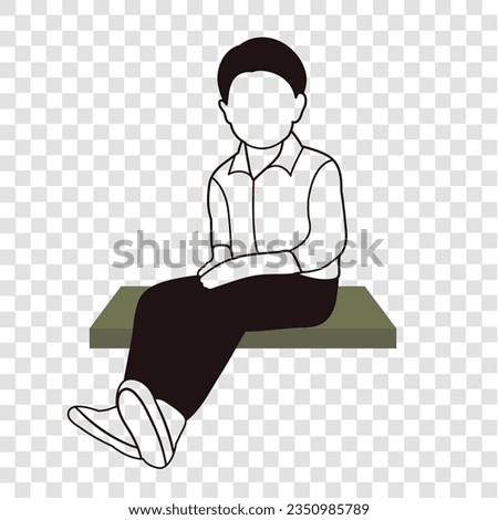 Black Silhouette of children's bench table isolated on transparent grid background