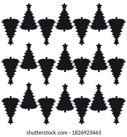 Schwarze Silhouette Weihnachtshintergrund Muster, Vektorgrafik, Illustration