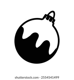 Black silhouette christmas ball isolated on white background. Vector