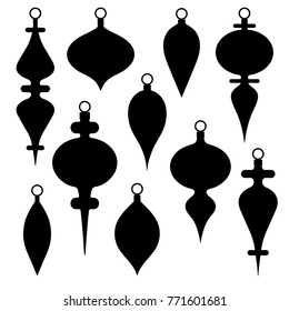 Black Silhouette Christmas Ornament Vector Shapes Clipart