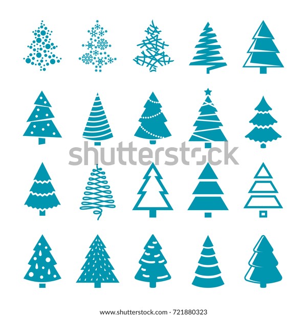 黒いシルエットのクリスマスツリーのベクター画像 シンプルなシンボル クリスマスと新年のシルエットモノクロイラスト用の木のセット のベクター画像素材 ロイヤリティフリー