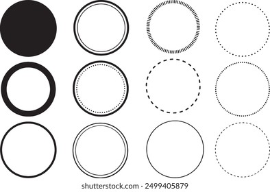 Black Silhouette Circle Set Vector Style Illustration on a White Background