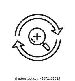 A black silhouette of a circular arrow loop icon, representing a continuous process, isolated on a clean white background.