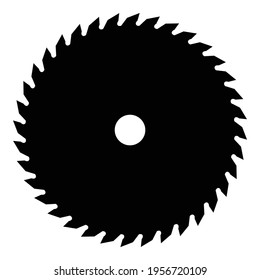 Black silhouette of circular saw blade isolated on white background. Vector