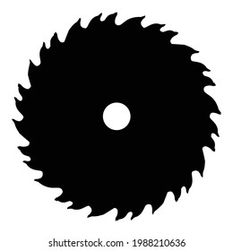 Black silhouette of circular saw blade isolated on white background. Vector