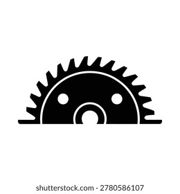 Black silhouette of a circular saw blade against a white background, a woodworking tool icon.