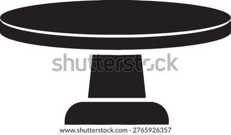 Black silhouette of a circular table on a stand. Suitable for showcasing products, event displays, or furniture design.