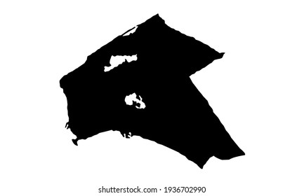 black silhouette of the city of Almere in the Netherlands on a white background