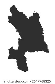 Silhueta preta da área da cidade de Košice. Ilustração vetorial minimalista, ideal para design gráfico ou iconografia.