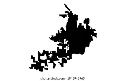 Black silhouette of city map of Bentonville in Arkansas, United States of America on white background