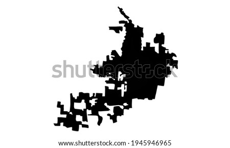 Black silhouette of city map of Bentonville in Arkansas, United States of America on white background