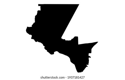 black silhouette of city map of El Paso in Texas, USA on white background