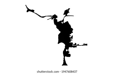 Black silhouette of city map of Laredo in Texas, USA on white background