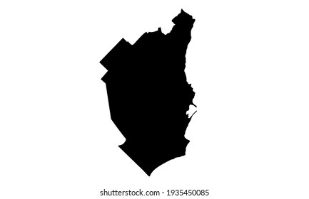 black silhouette of the city map of Mar del Plata in Argentina on a white background