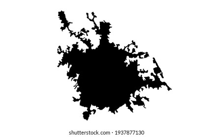 black silhouette of city map of Rome in Italy on white background