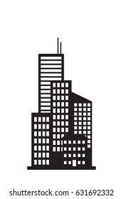 Black silhouette of city on white background.