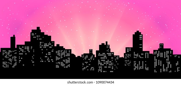 Black silhouette of cityscape.
