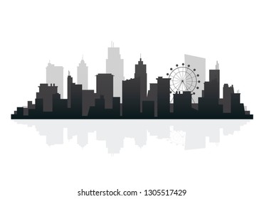 Silhouette Big City On White Background Stock Vector (Royalty Free ...