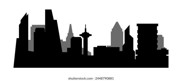 Black Silhouette Cityscape Vector, Urban view Elements for background, Editable EPS, PNG