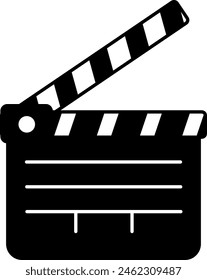 Black silhouette of a clapperboard, symbolizing film production.