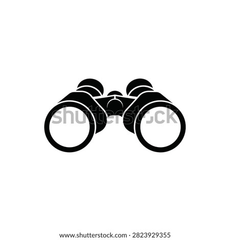 Black silhouette of classic binoculars for observation isolated on white background
