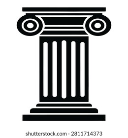 Black silhouette of a classic ionic column pillar for architecture and design projects