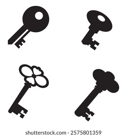 black silhouette of a classic key 