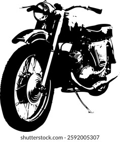Black silhouette of a classic motorcycle