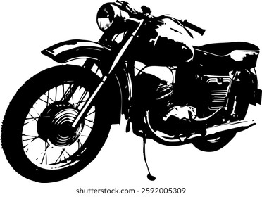 Black silhouette of a classic motorcycle