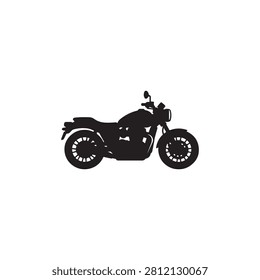 Black silhouette of a classic motorcycle in editable EPS 10 vector format. Suitable for transportation, motorbike, travel, racing, and lifestyle design projects.