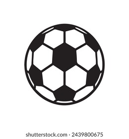 a black silhouette of a classic soccer ball on a white background
