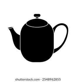 Black silhouette of classic teapot with curved handle and spout