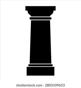 Black silhouette of a classical doric column isolated on white