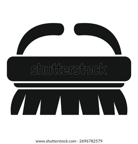 Black silhouette of a cleaning brush with a plastic handle, ideal for housework and dishwashing