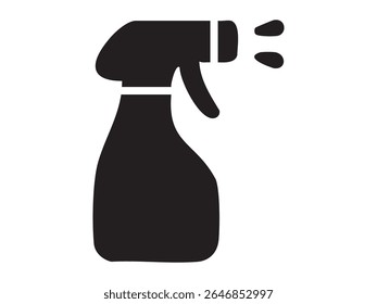 Black silhouette of cleaning spray bottle icon isolated on white background. concept of cleaning tool, household, chores, sanitation, design element.