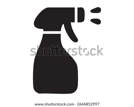 Black silhouette of cleaning spray bottle icon isolated on white background. concept of cleaning tool, household, chores, sanitation, design element.